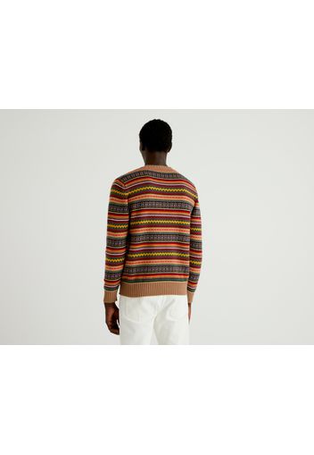 Benetton, Bunter Jacquard-pullover, taglia XXL, Bunt, male