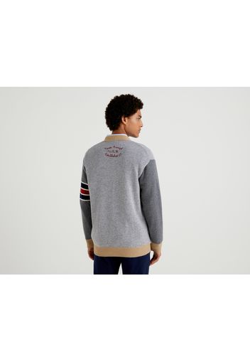 Benetton, Oversize-strickjacke Im College-stil, taglia L, Grau, Herren