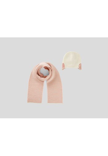 Benetton, Set Mit Mütze Und Schal, taglia , Pink, Kinder