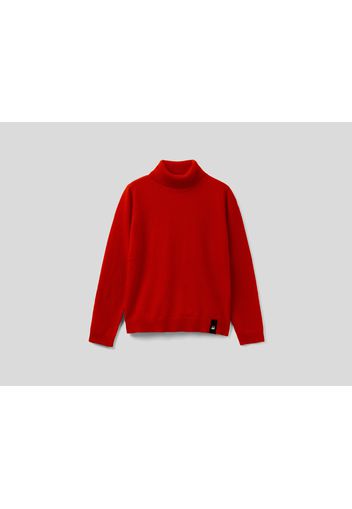 Benetton, Stehkragenpullover In Einer Wollmischung, taglia , Rot, Kinder