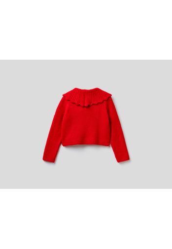 Benetton, Strickjacke Mit Volantkragen, taglia , Rot, Kinder