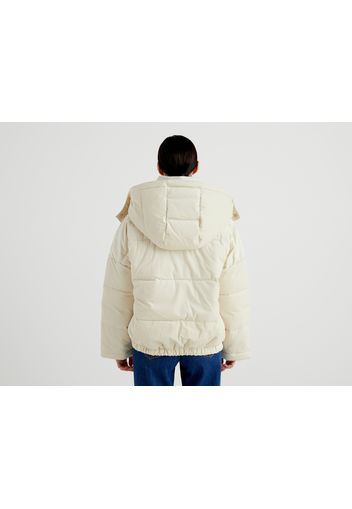 Benetton, Kurze Daunenjacke Mit Nachhaltiger Wattierung, taglia L, Taubengrau, Damen