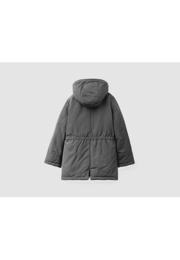 Benetton, Wattierter Parka Mit Tunnelzug, taglia , Dunkelgrau, Kinder