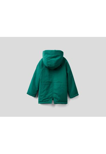 Benetton, Wattierter Parka Aus Nylon, taglia , Grün, Kinder