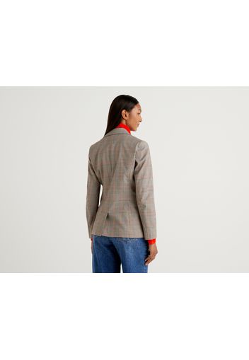 Benetton, Gemusterter Blazer Aus Flanell, taglia 38, Taubengrau, Damen