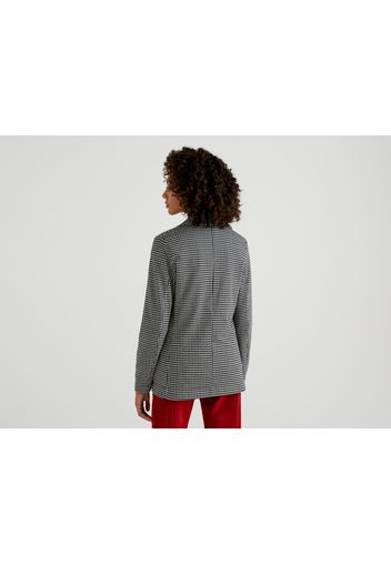 Benetton, Gemusterter Blazer In Einer Viskosemischung, taglia L, Dunkelgrau, Damen