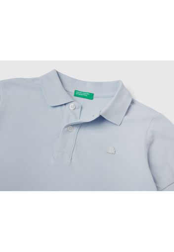 Benetton, Slim-fit-polo Aus 100% Bio-baumwolle, taglia 2XL, Blassblau, male