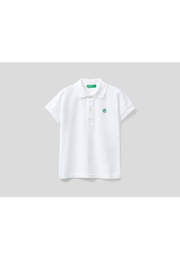 Benetton, Polo Aus Bio-baumwolle Mit Kurzen Ärmeln, taglia , Weiss, Kinder