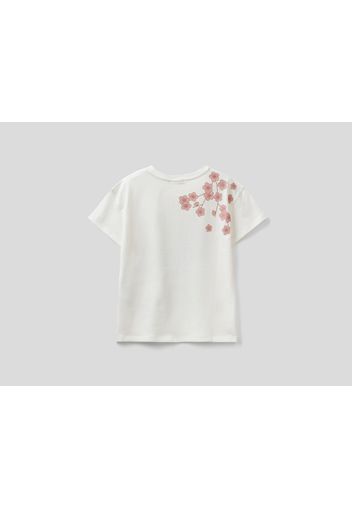 Benetton, Shirt Mit Print Und Stickerei, taglia , Cremeweiss, Kinder