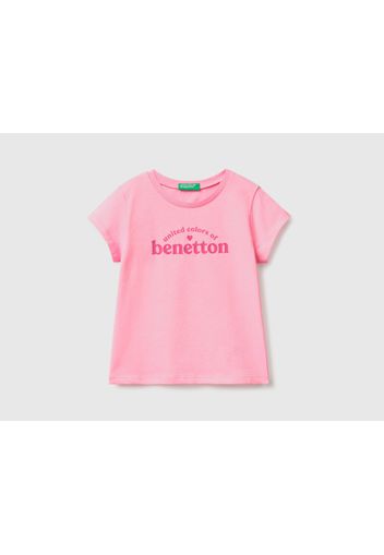 Benetton, Shirt Aus 100% Baumwolle Mit Logo, taglia 82, Pink, female