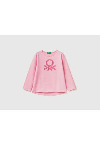 Benetton, Shirt Aus 100% Baumwolle Mit Logo, taglia 82, Pink, female