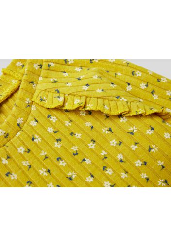 Benetton, Warmes Shirt Mit Blumen Und Rüschen, taglia , Gelb, Kinder