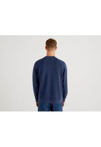 Benetton, Leichtes Sweatshirt In 100% Baumwolle, taglia XXL, Dunkelblau, Herren