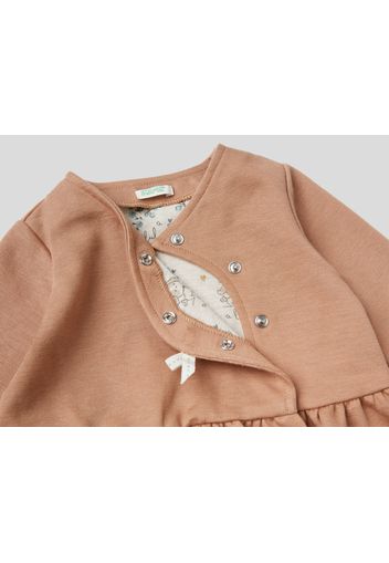 Benetton, Sweatshirt Aus Stretchiger Bio-baumwolle Mit Rüsche, taglia , Braun, Kinder