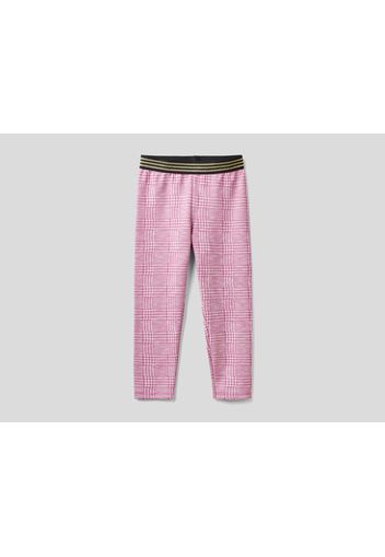 Benetton, Warme Leggings Mit Prince-of-wales-karomuster, taglia , Mauve, Kinder