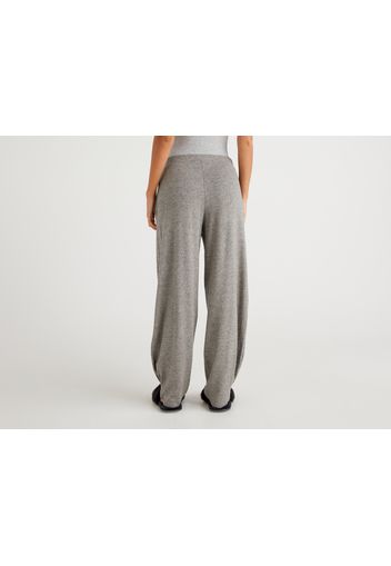 Benetton, Melierte Hose Mit Hohem Bund, taglia M, Grau, Damen