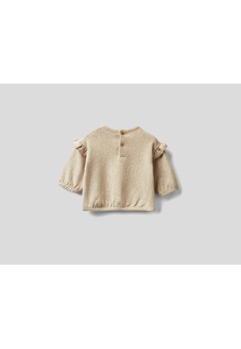 Benetton, Sweatshirt In Einer Mischung Aus Recycelter Baumwolle Mit Print, taglia , Cremeweiss, Kinder