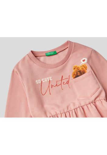 Benetton, Kleid Mit Fotoprint, taglia , Pastellrosa, Kinder