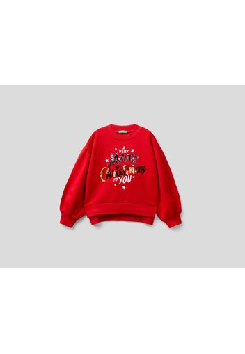 Benetton, Warmes, Weihnachtliches Sweatshirt, taglia , Cremeweiss, Kinder