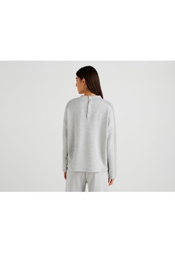 Benetton, Comfort Fit-sweatshirt Mit Hohem Kragen, taglia L, Cremeweiss, Damen