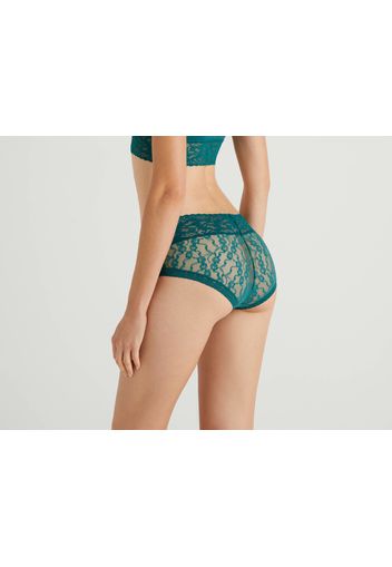 Benetton, Culotte Aus Nachhaltigem Spitzenstretch, taglia L, Petrolgrün, Damen