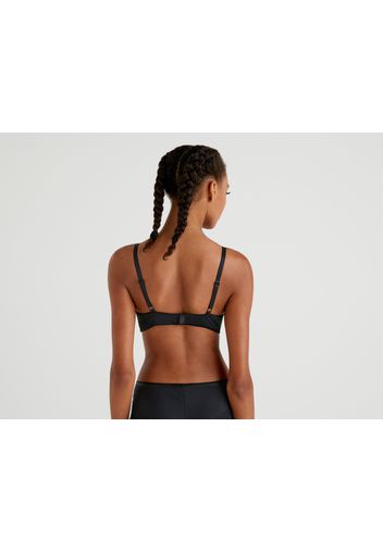 Benetton, Gepolsterter Bh Mit Spitze Und Masche, taglia 4°, Schwarz, Damen