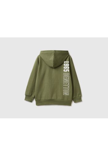 Benetton, Sweatshirt Aus 100% Baumwolle Mit Kapuze, taglia 2XL, Militärgrün, male