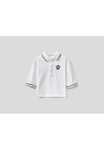 Benetton, Polo Aus Jersey In 100% Baumwolle, taglia , Weiss, Kinder