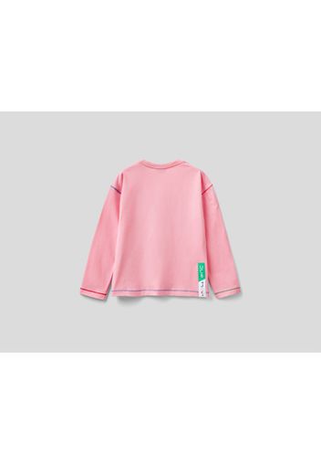 Benetton, T-shirt Mit Print Jccxucb, taglia , Pink, Kinder