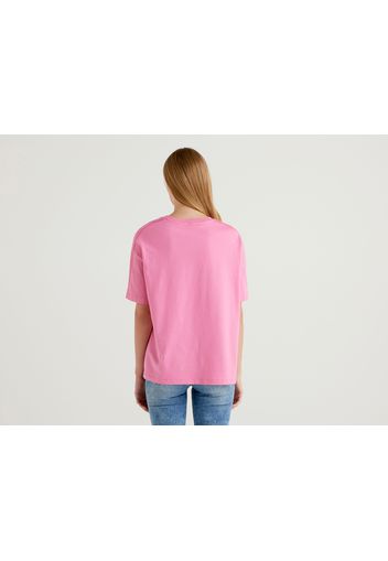 Benetton, Oversize-shirt In 100% Baumwolle, taglia L, Pink, Damen