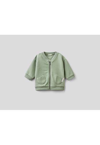 Benetton, Sweatshirt Mit Reißverschluss Und Kleinen Taschen, taglia , Hellgrün, Kinder