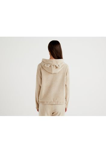 Benetton, Pullover Mit Teddy-kapuze, taglia L, Beige, Damen