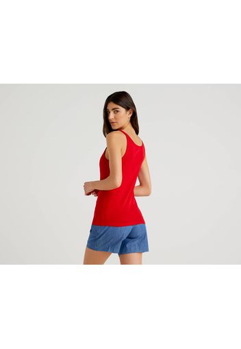 Benetton, Rotes Top Aus Reiner Baumwolle, taglia L, Rot, Damen