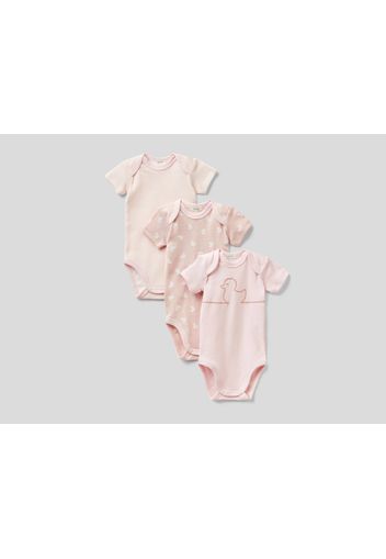 Benetton, Body-set Aus Bio-baumwolle In Rosatönen, taglia 50, Pink, Kinder