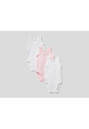 Benetton, Drei Einfarbige Unterhemden-bodys, taglia 50, Pink, Kinder