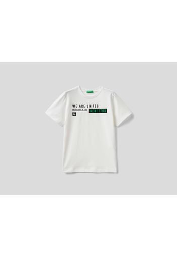 Benetton, T-shirt Aus 100% Bio-baumwolle, taglia , Cremeweiss, Kinder