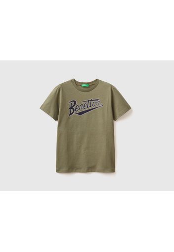 Benetton, T-shirt Aus 100% Bio-baumwolle, taglia 2XL, Militärgrün, male