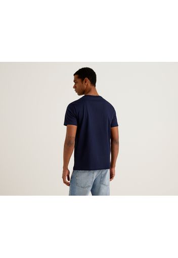 Benetton, Dunkelblaues T-shirt Mit Aufgedrucktem Logo, taglia EL, Dunkelblau, Herren