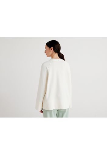 Benetton, Sweatshirt Mit Winterlichem Print, taglia L, Weiss, female