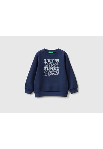 Benetton, Sweatshirt Mit Rundausschnitt Und Print, taglia 82, Dunkelblau, male