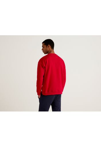 Benetton, Sweatshirt Mit Rundausschnitt Und Aufgedrucktem Logo, taglia EL, Rot, Herren