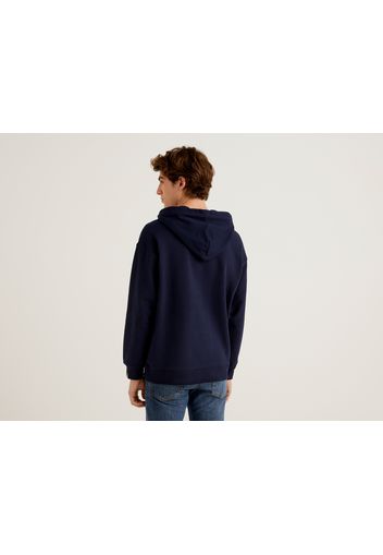 Benetton, Sweatshirt Aus 100% Baumwolle Mit Kapuze, taglia EL, Dunkelblau, Herren