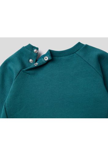 Benetton, Sweatshirt Mit Print Und Kleiner Tasche, taglia , Petrolgrün, Kinder