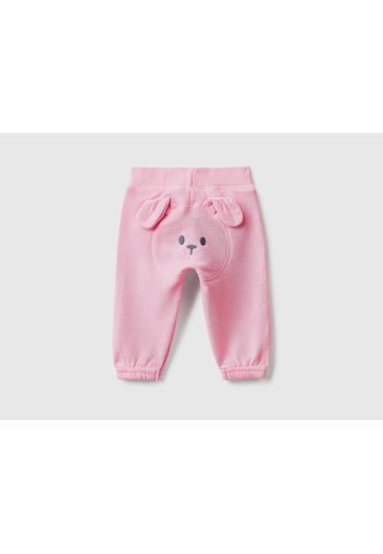 Benetton, Hose Aus Warmem Sweatstoff Mit Stickerei, taglia 50, Pink, unisex