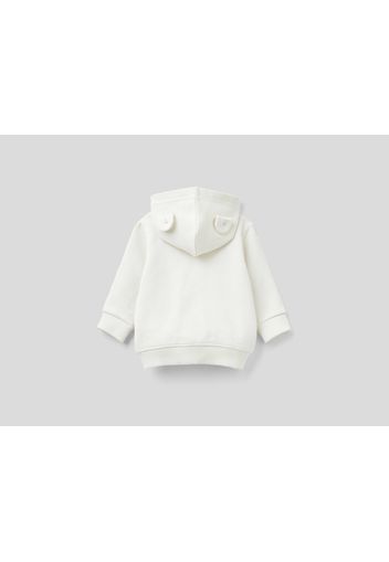 Benetton, Sweatshirt Aus Bio-baumwolle Mit Kapuze, taglia 50, Cremeweiss, Kinder