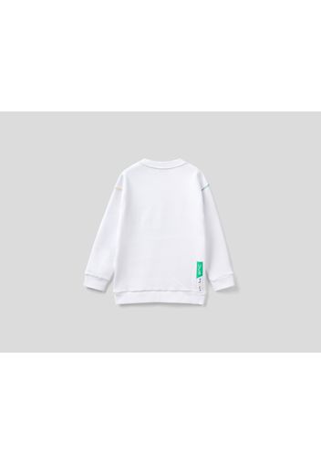 Benetton, Warmes Sweatshirt Mit Print Jccxucb, taglia , Weiss, Kinder