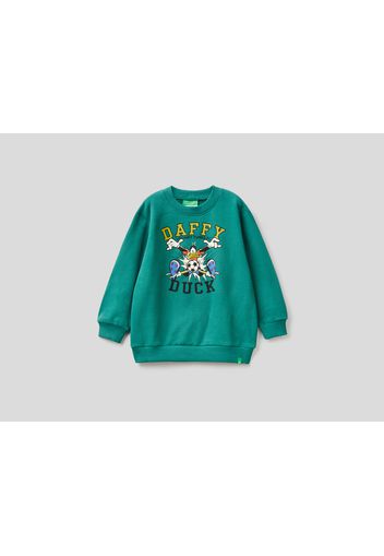 Benetton, Looney Tunes Sweatshirt In 100% Baumwolle, taglia , Grün, Kinder