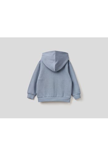 Benetton, Sweatshirt Mit Kapuze Und Aufnäher, taglia , Taubenblau, Kinder