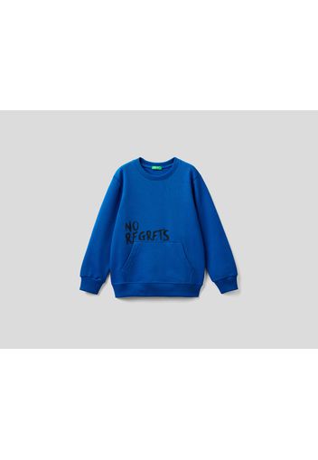 Benetton, Warmes Sweatshirt Mit Print, taglia , Verkehrsblau, Kinder