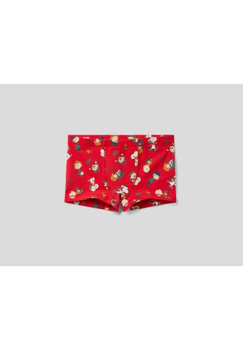 Benetton, Weihnachtlicher Peanuts-boxershorts, taglia 90, Rot, Kinder